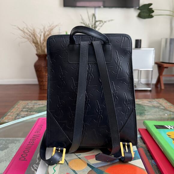 Yves Saint Laurent YSL Vintage Navy Blue Leather Backpack main image 8